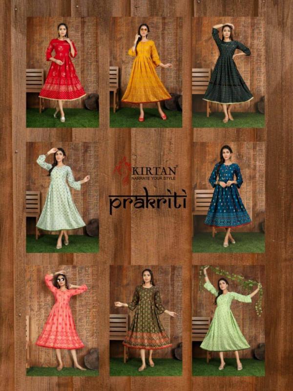 Kirtan Prakriti 2 Rayon Fancy Long Kurti Catalogue